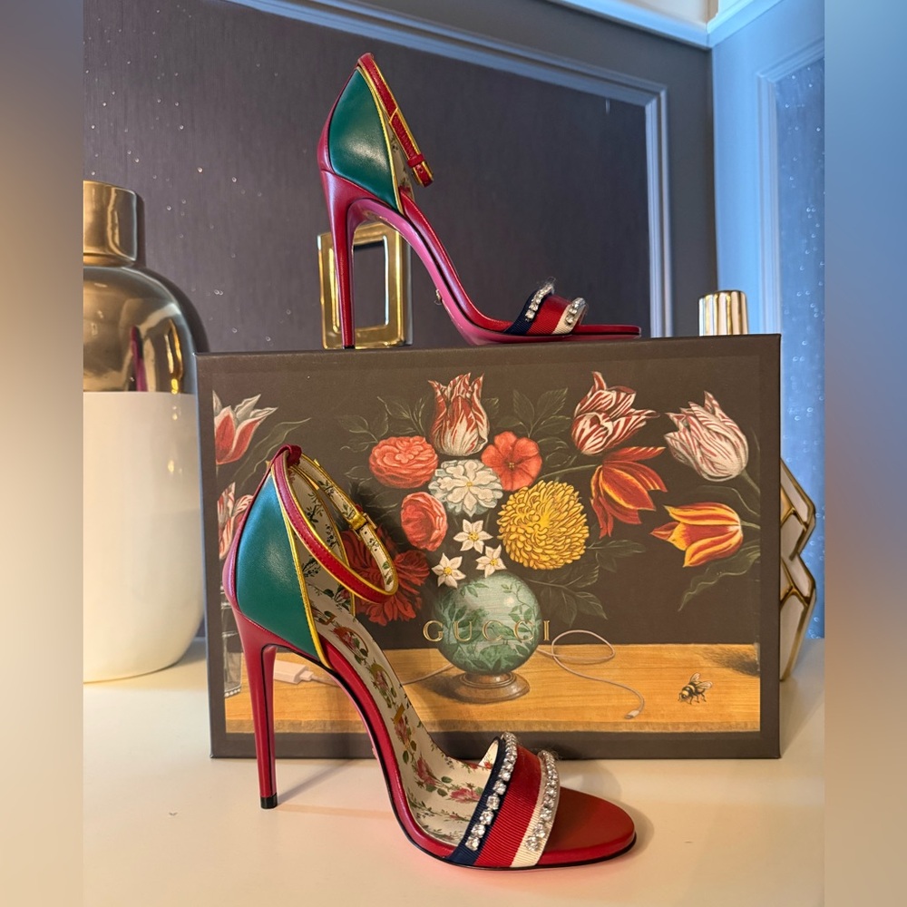 One of a kind GUCCI Multicolor Stiletto Sandals - Elegant High Heel Dress Shoes